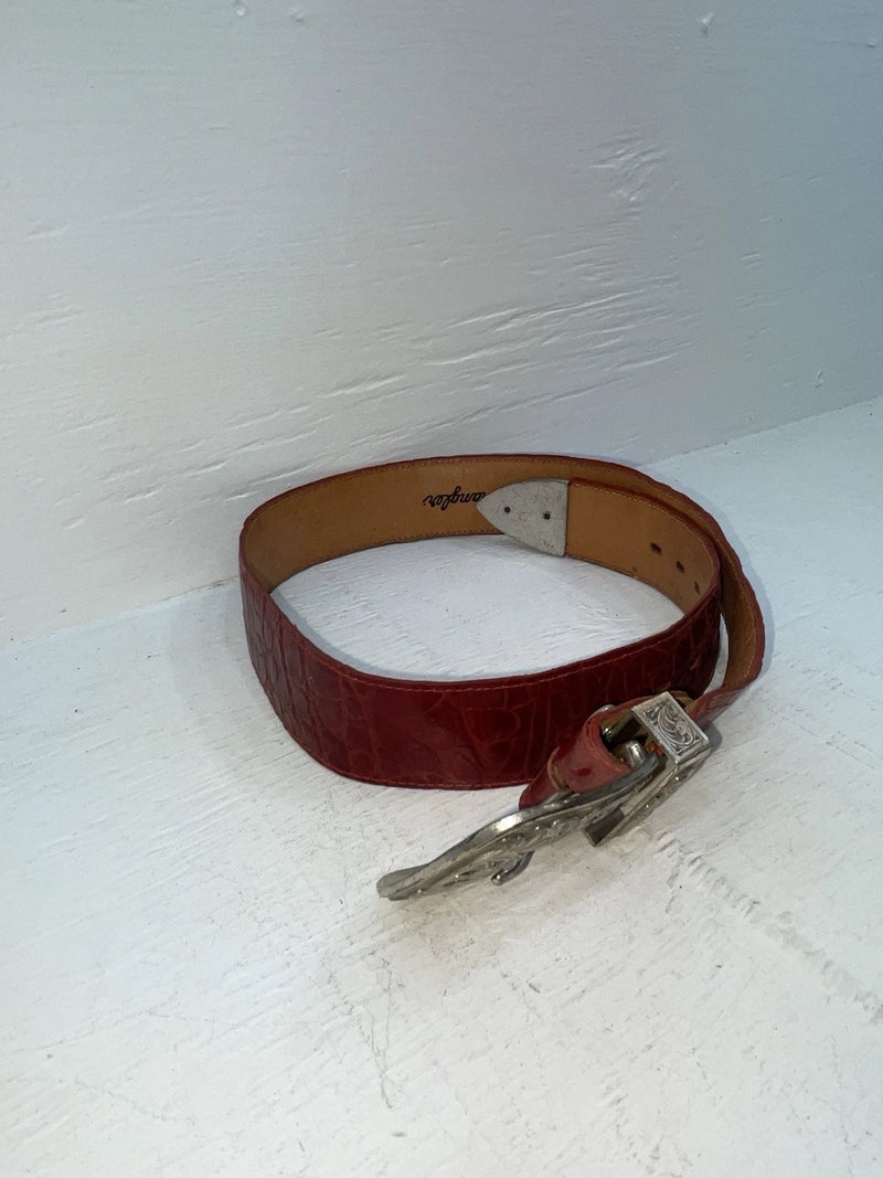 New Red Genuine Leather Wrangler Tooled 28” Belt #6820 JJ-142 