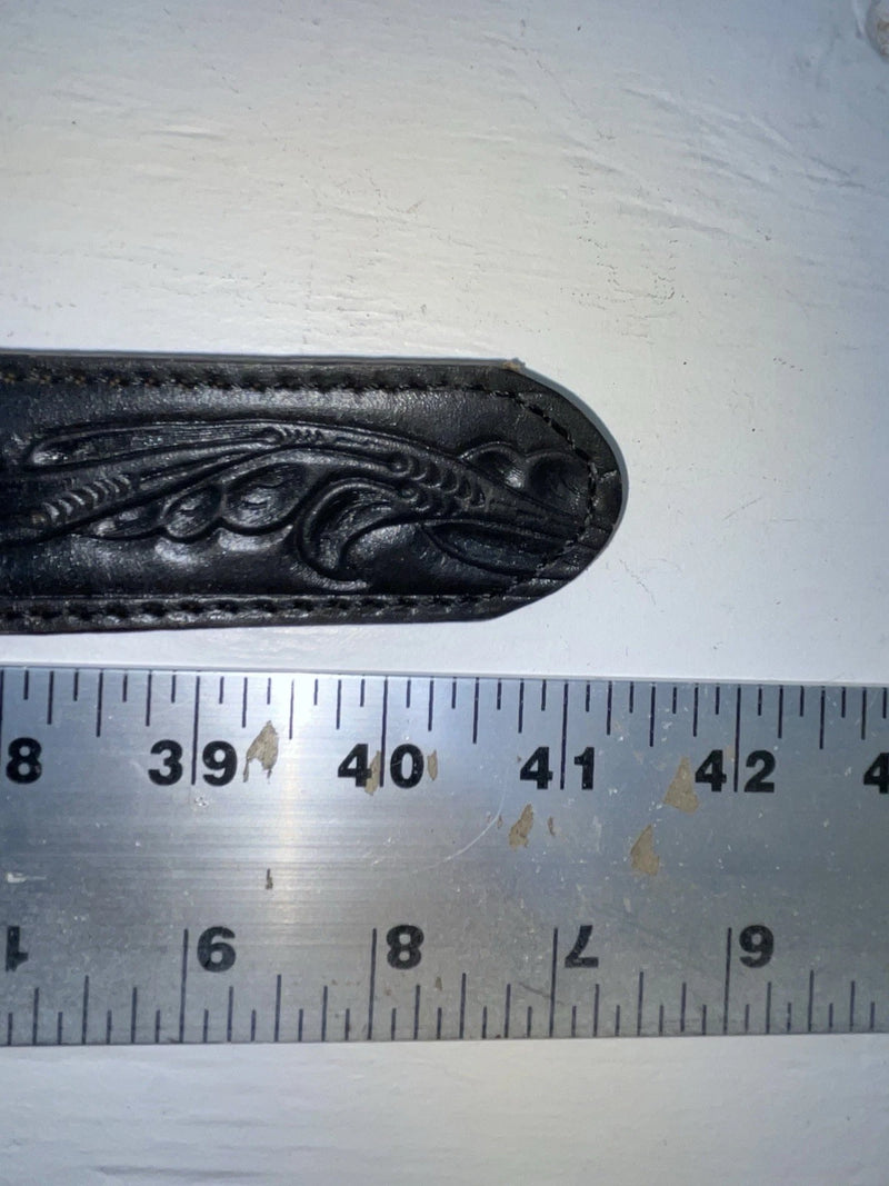 New Black Genuine Leather Chambers Tooled 34” Belt #WS658 JJ-43