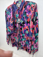 New Women’s Wrangler Pink Purple Floral Long Sleeve Button Up XL TT-32