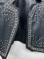 New Women’s 1848 RanchWear Black Rhinestone Sleeveless Vest Zip Up Large YY-37