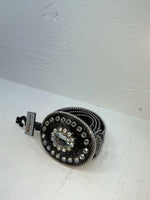 New Black Genuine Leather Nocona Silver Bling Beaded L Belt #N3424601 JJ-70