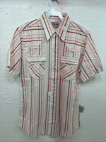 New Men’s Dee-Cee Red Stripe Short Sleeve Pearl Snap 15 Medium AA-120