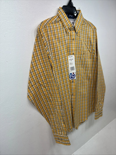 New Teens Wrangler Yellow Plaid Long Sleeve Button Up XL DD-65