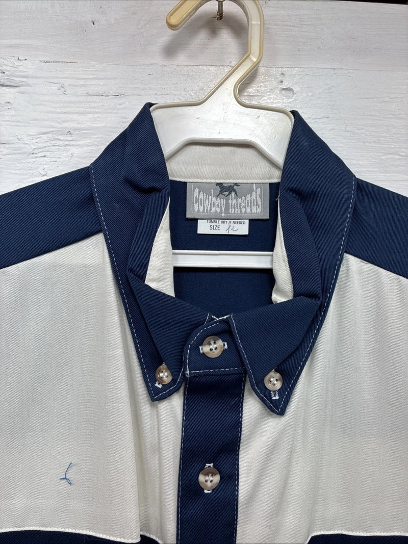 New Men’s Cowboy Threads Blue White Long Sleeve Button Up XL O-38