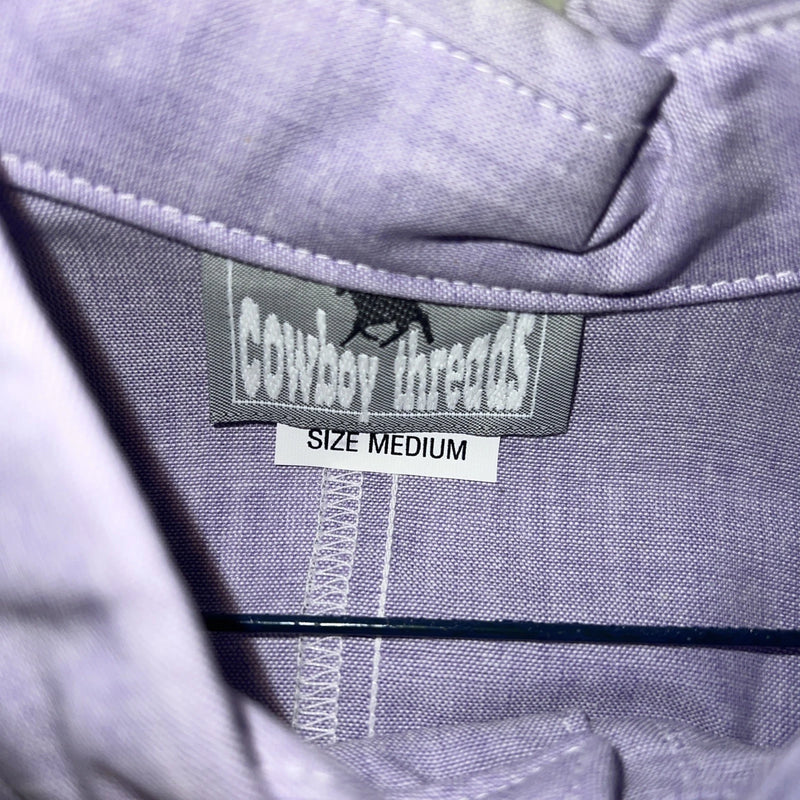 New Men’s Purple Gray Cowboy Threads Button Up Long Sleeve Shirt Medium I-41