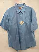 New Men’s ELY Cattleman Blue Western Short Sleeve Pearl Snap XL R-68