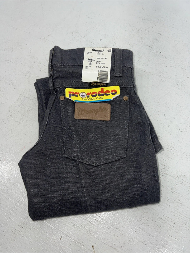 New Boys Grey Wrangler Cowboy Cut Pro Rodeo Denim Jeans. 8/24 B-26