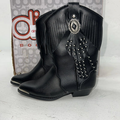 New Children’s Black Dingo Cowboy Boots With Fringe. 11 D. 24-72