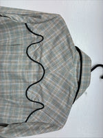 New Women’s Lady DJ Blue Plaid Long Sleeve Button Up Size 38 TT-124