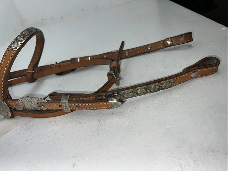 New Leather Browband Headstall W Metal Plate U-31