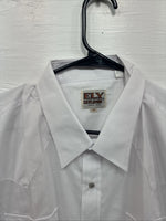 New Men’s ELY Cattleman White Short Sleeve Pearl Snap 18 2XL F-57
