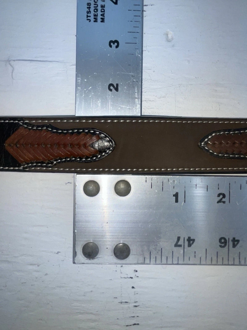 New Brown Genuine Leather 3D Weaved And Silver Pendent 26” Belt #1432 JJ-103