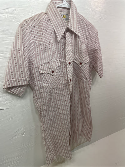 New Men’s Dickson Jenkins White Red Short Sleeve Button Up 14.5 Small B-128