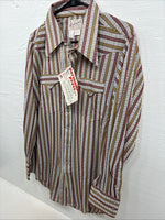 New Men’s Rock mount Multicolor Stripe Long Sleeve Pearl Snap 15.5 Medium AA-71