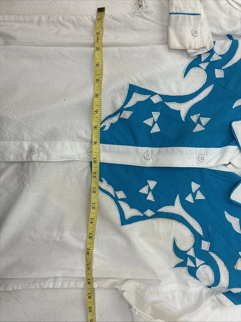 New Women’s Mine & Bills White Blue Long Sleeve Button Up Medium YY-102