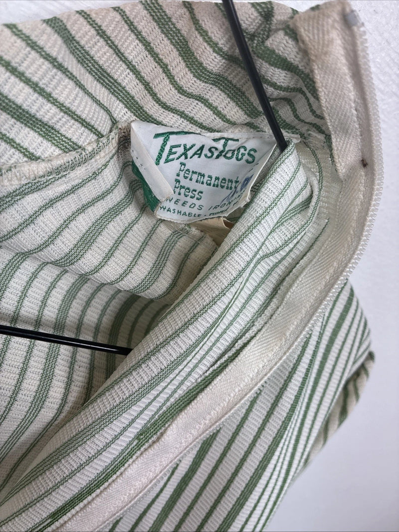 New Women’s Texas Togs Green Stripe Long Sleeve Zip Up Show Shirt Size 32 3B-4
