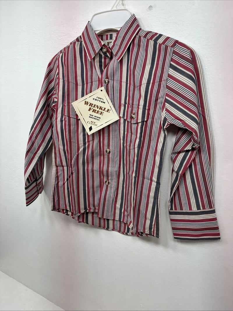 New Kids ELY Classic Red Stripe Long Sleeve Pearl Snap Small DD-138