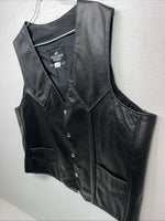 New Men’s Black Western Express Leather Biker Vest XL Q-603
