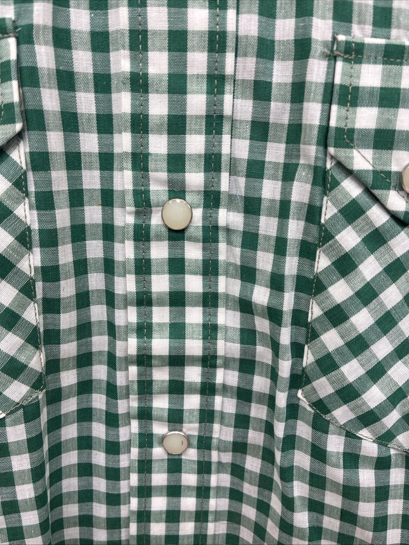 New Men’s Dee-Cee Green Checkered Long Sleeve Pearl Snap Medium O-36