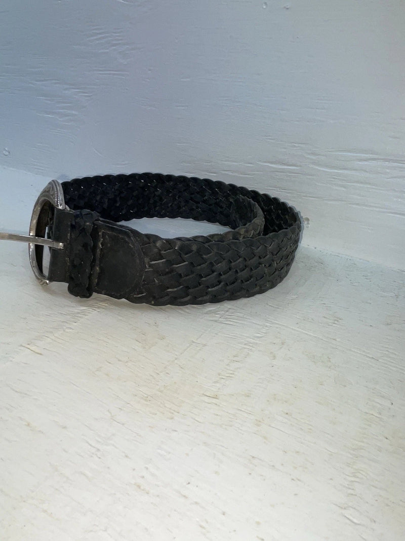 New Black Genuine Leather Braided 38” Belt #8840/01 Z-108