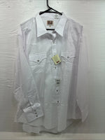 New Men’s ELY Cattleman White Long Sleeve Pearl Snap 18 X 35 2XL R-25