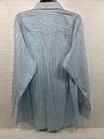 New Men’s White Horse Baby Blue Stripe Long Sleeve Pearl Snap 2XL H-49