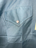 New Men’s Blue ELY cattleman Short Sleeve Pearl Snap Shirt. 16.5 Large G-71