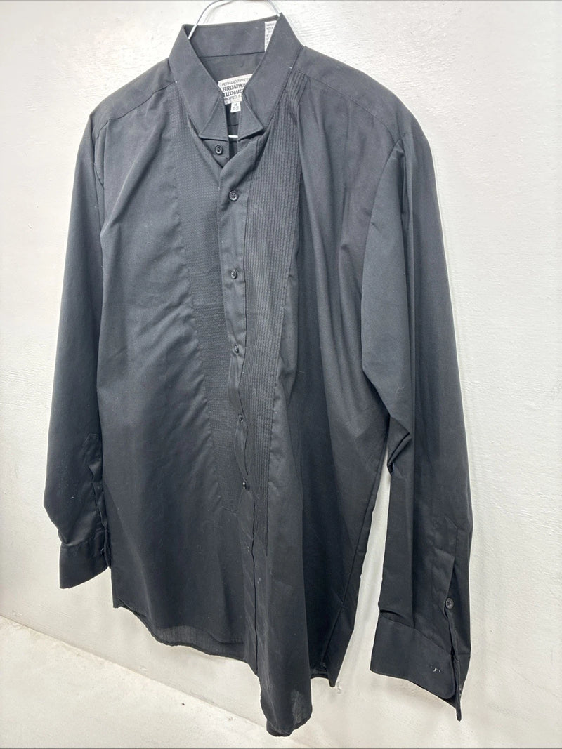 New Broadway Black Long Sleeve Button Up English Shirt Medium KK-80