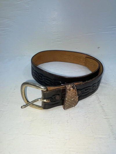 New Brown Genuine Leather Tooled 26” Belt #8103 NN-74