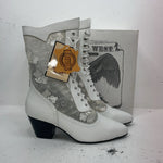 New Women’s White Lace Up American West Cowboy Boots. 515 9.5 9 1/2 M. 17-108