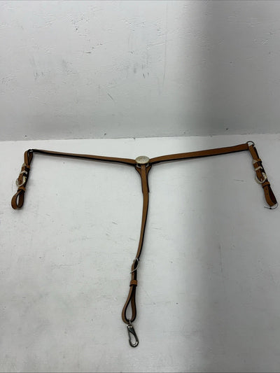 New Leather Circle Y Breast Collar With Silver Plate. 42846107 S-46