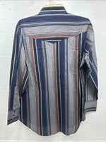 New Men’s ELY Cattleman Multicolor Stripe Long Sleeve Pearl Snap 16.5 Large T-54