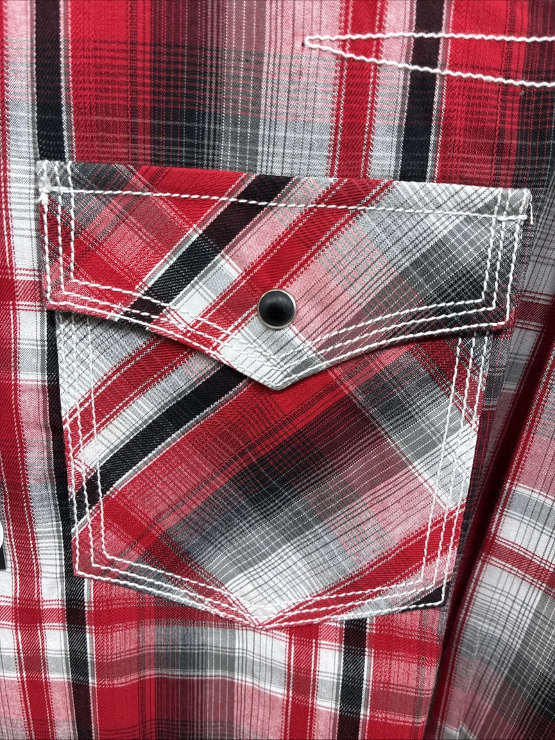 New Men’s ELY 1878 Red Flannel Long Sleeve Pearl Snap 2XL F-66