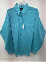 New Women’s White Horse Blue Long Sleeve Pearl Snap 2XL GG-37