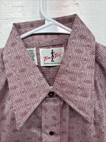 New Men’s Tem Tex Pink Design Long Sleeve Pearl Snap 16.5 Large X-47