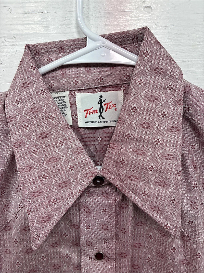 New Men’s Tem Tex Pink Design Long Sleeve Pearl Snap 16.5 Large X-47