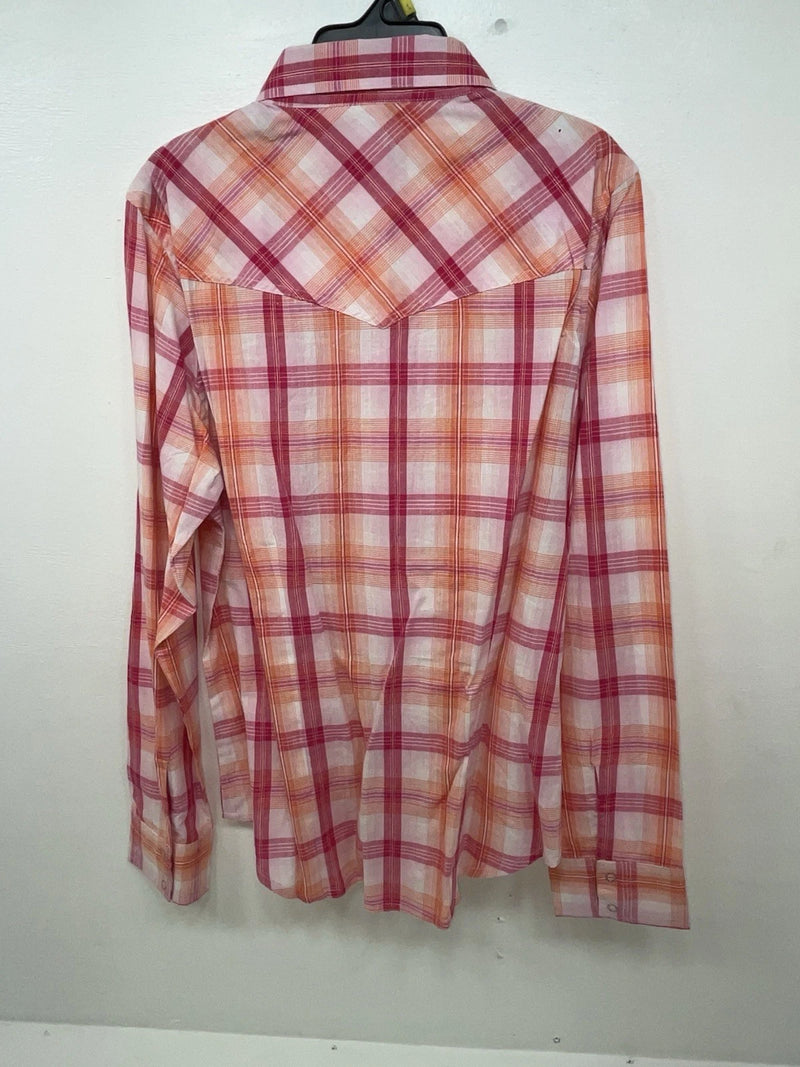 New Women’s Pink Plaid Cumberland Outfitters Long Sleeve Button Up Shirt L 3B-20