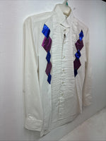 New Women’s Broadway White Designed Long Sleeve Button Up Size Small YY-127