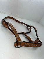 New Light Oil Brown Leather Jewl Bling Full horse Show Halter 3C-17