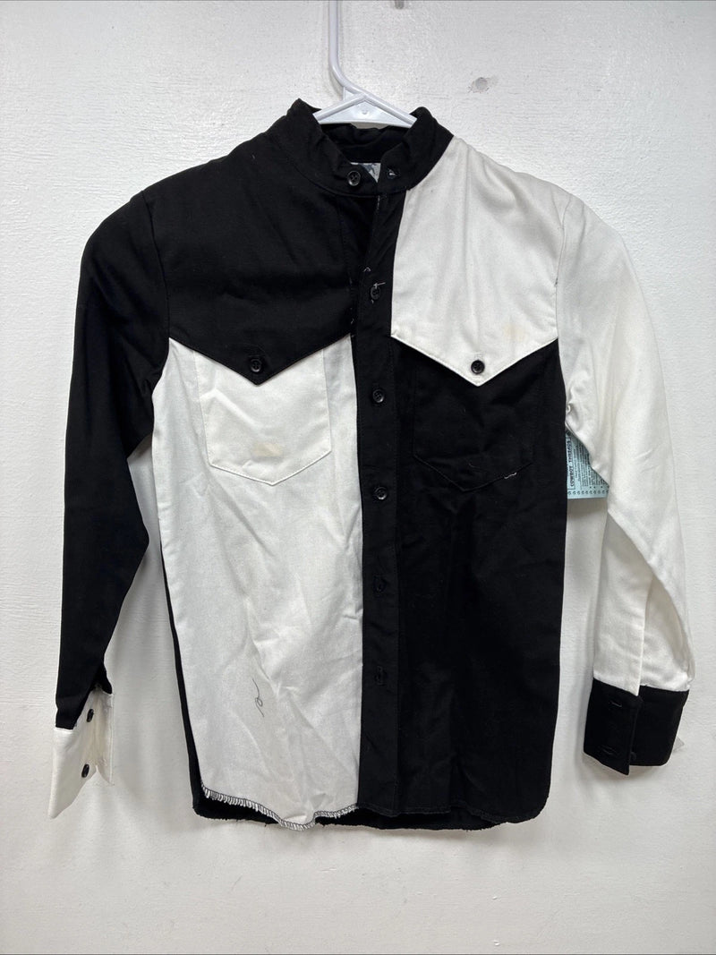 New Kids Cowboy Threads Black White Long Sleeve Button Up Size 10 TT-26
