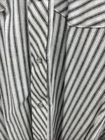 New Men’s Champion Western White Gray Stripe Long Sleeve Pearl Medium E-75