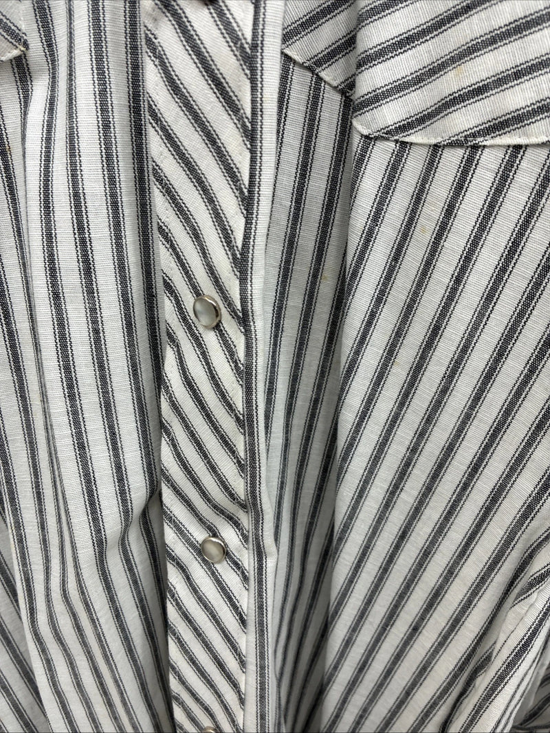 New Men’s Champion Western White Gray Stripe Long Sleeve Pearl Medium E-75