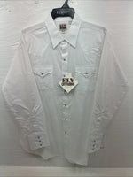 New Men’s ELY Cattleman White Long Sleeve Pearl Snap 17.5 X 35 XL R-45