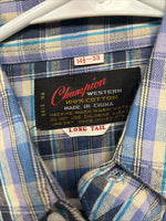 Me end Champion Westerns Purple Plaid Long Sleeve Pearl Snap 14.5 Small R-35