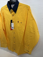 New Men’s Wrangler PBR Yellow Long Sleeve Button Up Large V-40