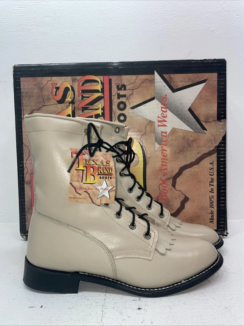 New Women’s Cream Texas Brand Cowboy Boots. 4469 & M. 16-108