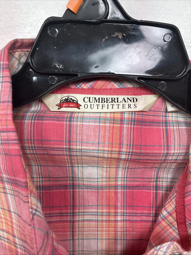 New Women’s Cumberland Pink Plaid Long Sleeve Pearl Snap Medium KK-109