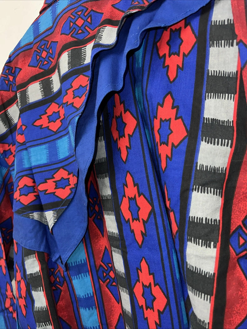 New Men’s Rodeo Active Red And Blue Western Button Shirt. Small A-173