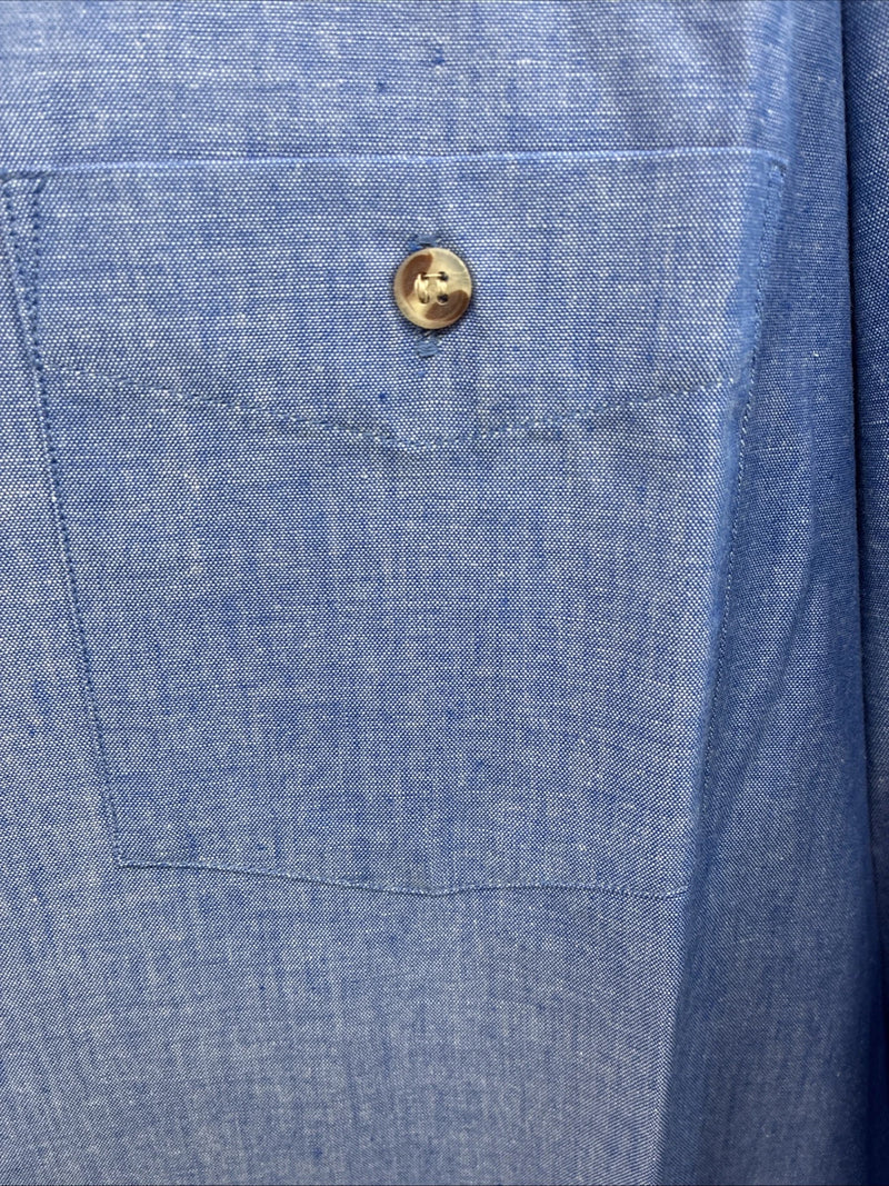 New Men’s ELY Cattleman Blue Long Sleeve Button Up 20.5 X 36 4XL E-100