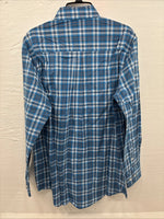 New Men ELY Cattleman Blue Paid Long Sleeve Button Up Medium J-88